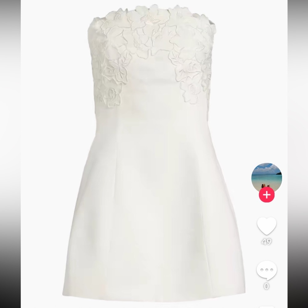 Lulus Strapless Floral Aplique Dress White